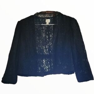 LC Lauren Conrad Women's crop top black lace blazer